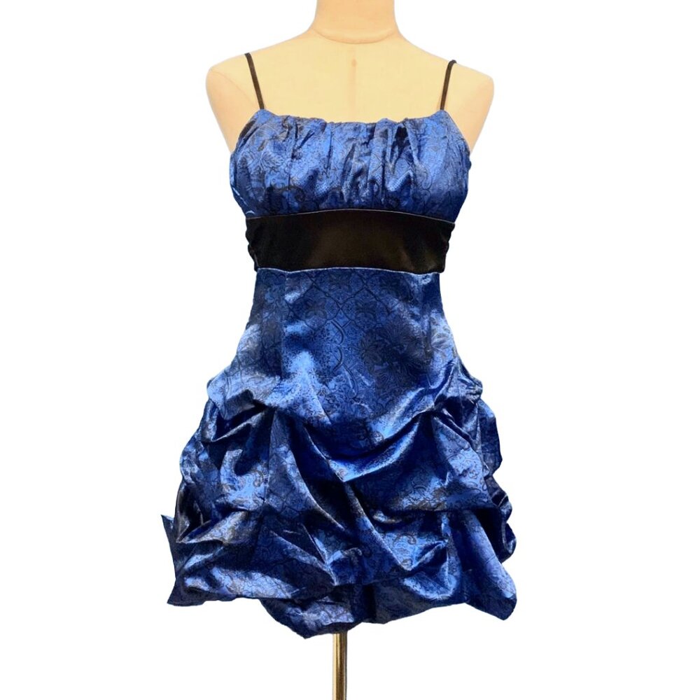 💖 Ruby Rox Y2K Blue Satin Mini Formal Dress Prom Homecoming Hoco